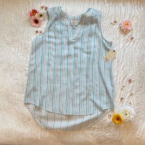 St Johns Bay Striped Sleeveless Blouse Size PS NWT